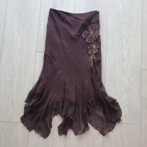 Spenser Jeremy Brown 100% Silk Midi Fairy Skirt Size 2